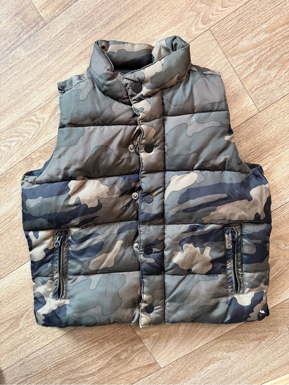 Old Navy Camo Puffer Vest Women's XS Green Camouflage Zip Pockets
